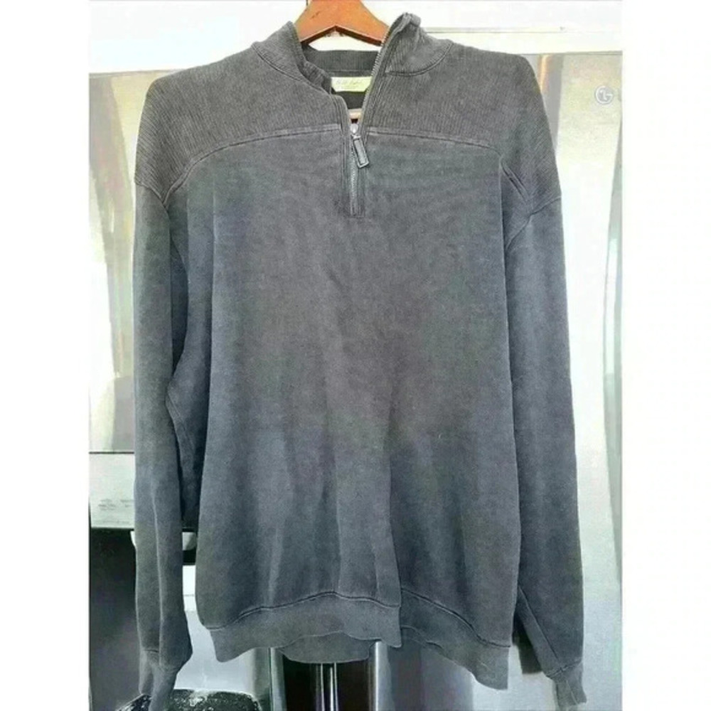 Roundtree‎ And Yorke Mens Size Large 1/4 Zip Long Sleeve Black Sweater